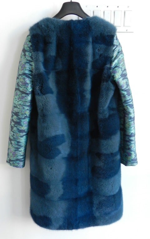 Women's Peter Som Teal Mink Fur Runway Coat