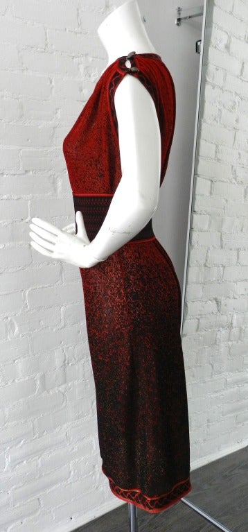 Chanel Red Knit Jersey Dress In Excellent Condition In Toronto, ON