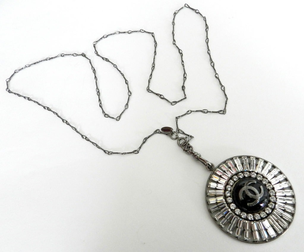 Chanel 07P Rhinestone Pendant Necklace In Excellent Condition In Toronto, ON