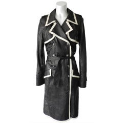 Chanel 05P Black and White Leather Trench Coat