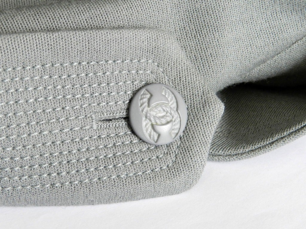 Chanel Grey Wool Jersey Trench Coat / Jacket 2
