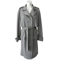 Chanel Grey Wool Jersey Trench Coat / Jacket
