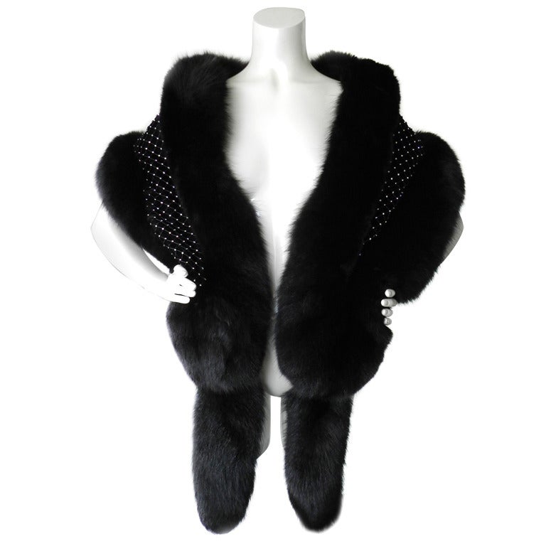Holt Renfrew Black Fox Fur Stole