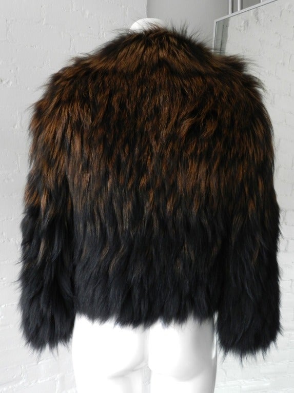Women's J. Mendel 2012 Fall Runway Rust & Black Fox Fur Jacket
