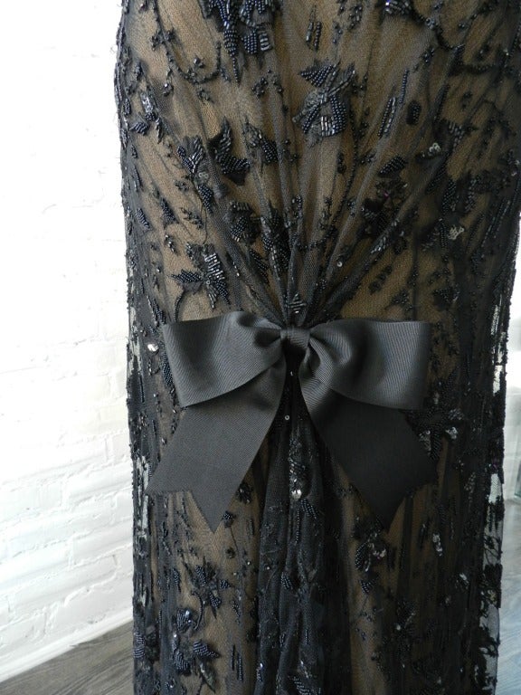 Oscar de la Renta Long Black Beaded Evening Skirt In Excellent Condition In Toronto, ON