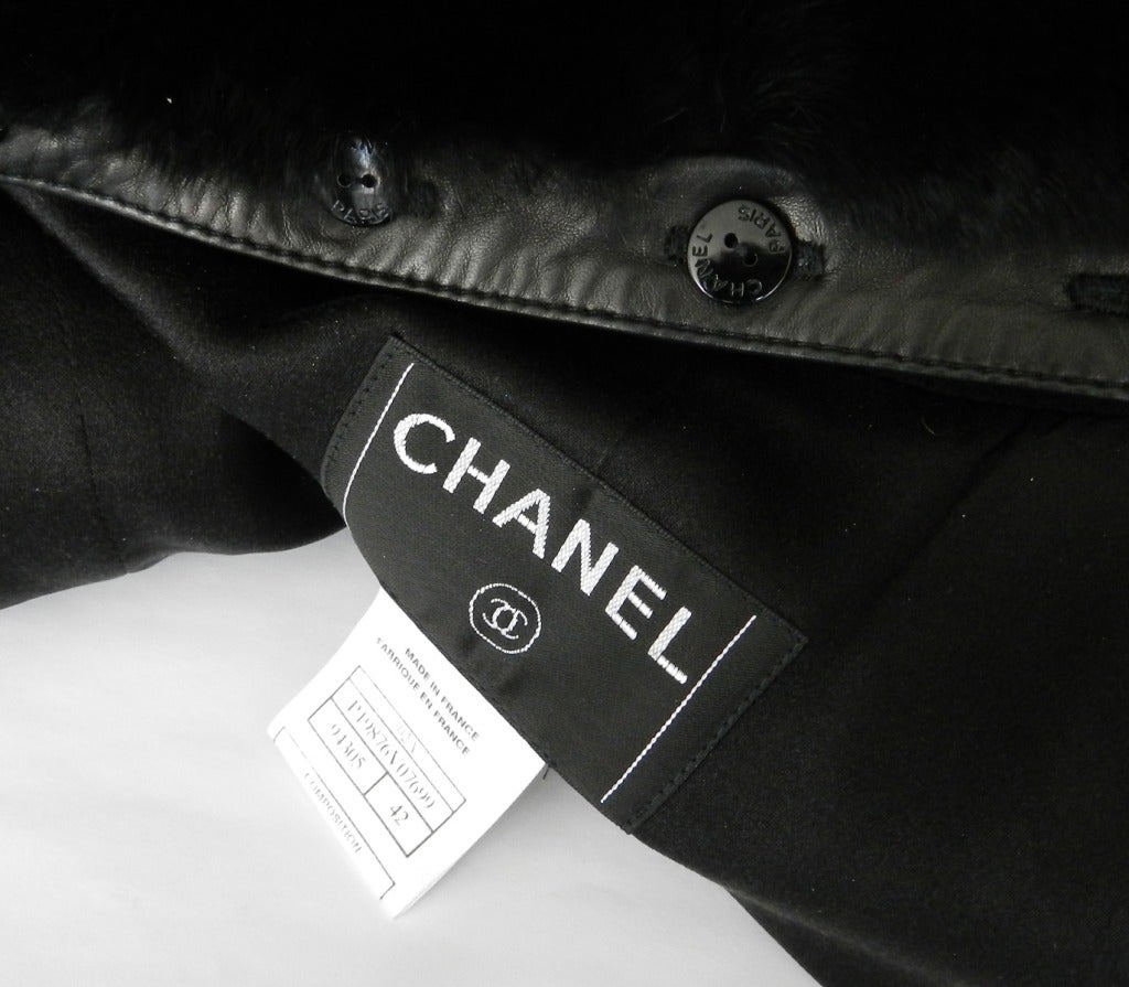 Chanel 02A Cashmere Coat with Removable Rabbit Trim - size 42 1