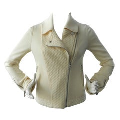 Chanel Ivory Wool Jersey Jacket with Zippers