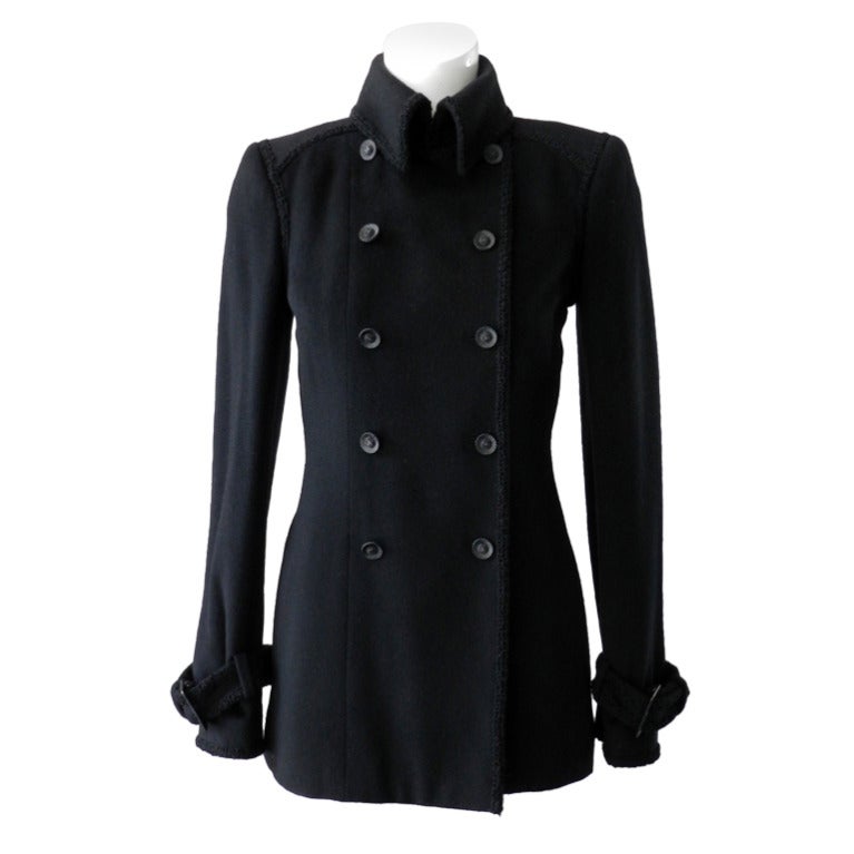 Chanel Black Cashmere Coat / Jacket with Boucle Trim at 1stDibs
