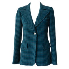 Chanel 08A Teal Houndstooth Jacket