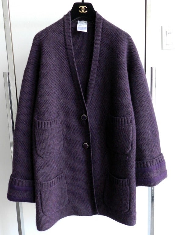 Women's Chanel 07A Purple Cashmere Runway Cardigan Sweater
