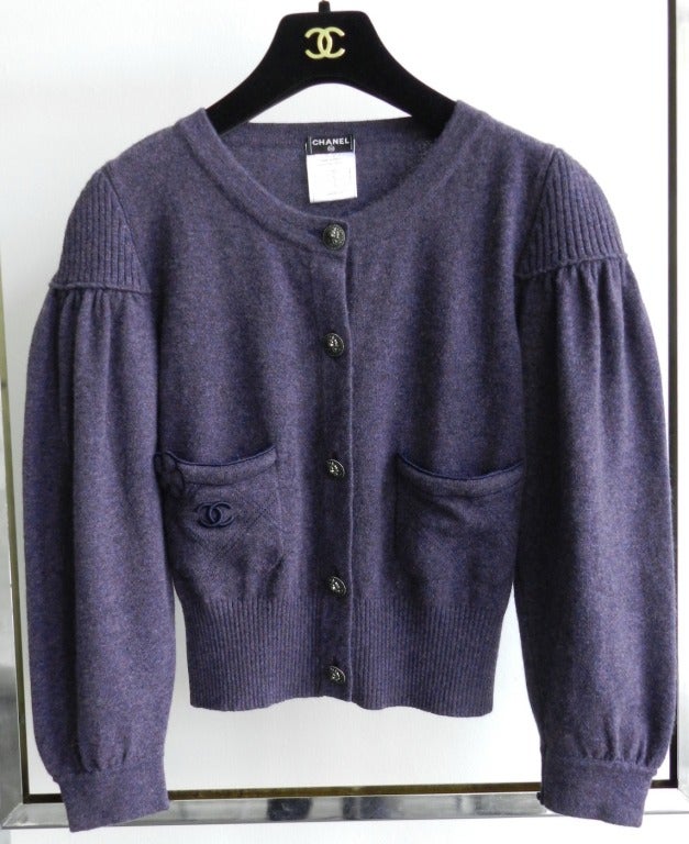 Chanel 09P Purple Cashmere Short Sweater at 1stDibs