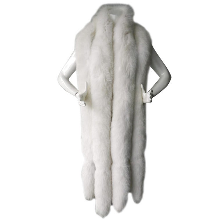 Dramatic White Fox Evening Stole