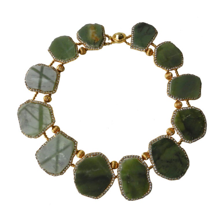 Vintage William deLillo Green Quartz Bib Necklace