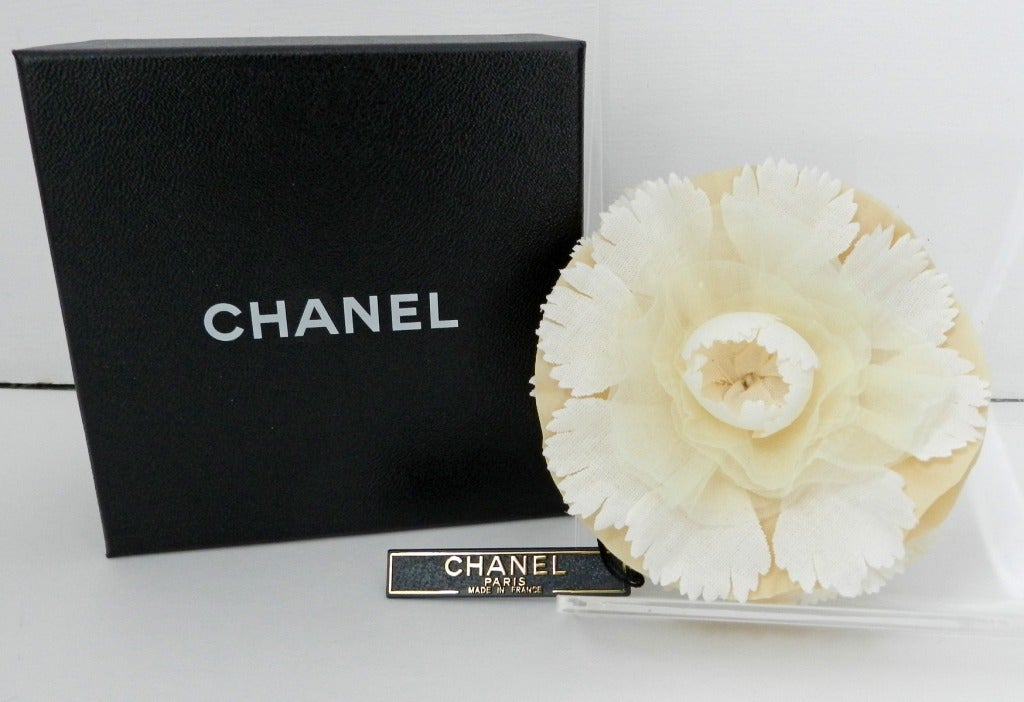 Chanel 12A Cream Camelia Flower Brooch