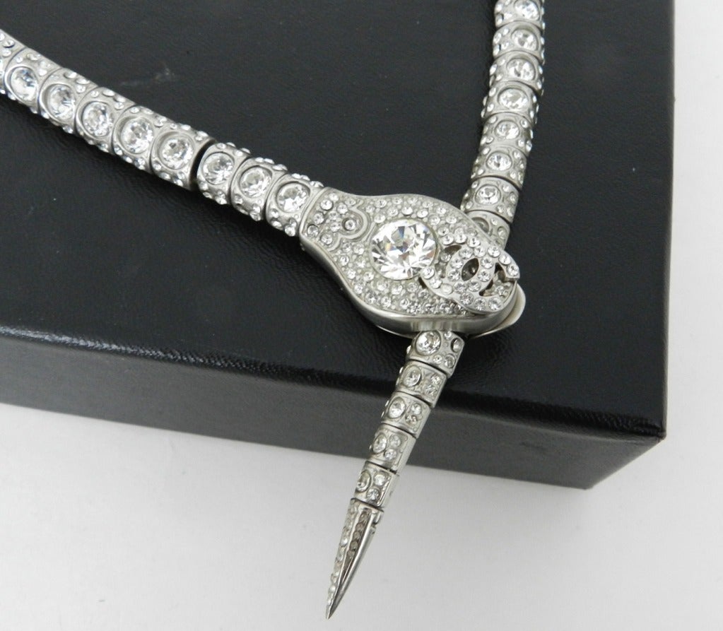 Contemporary Chanel 08C Clear Rhinestone Snake Necklace / Bracelet