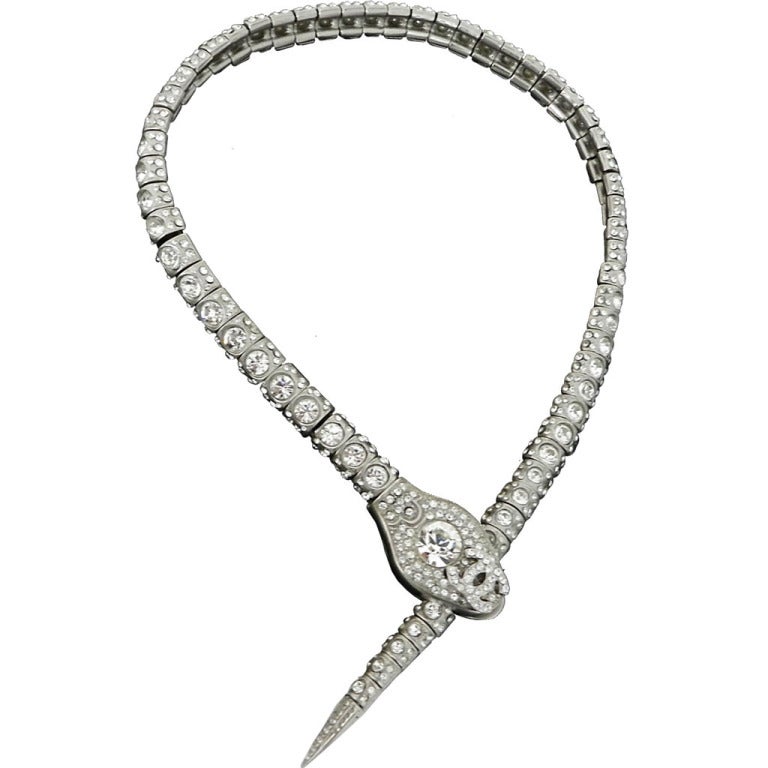 Chanel 08C Clear Rhinestone Snake Necklace / Bracelet
