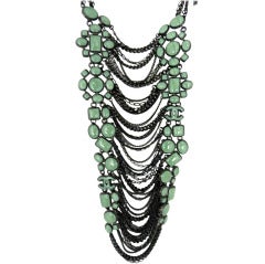 Chanel 11P Mint Green Enamel Bib Necklace