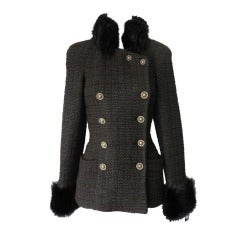 Chanel 10A Shanghai Collection Brown Jacket w Fur