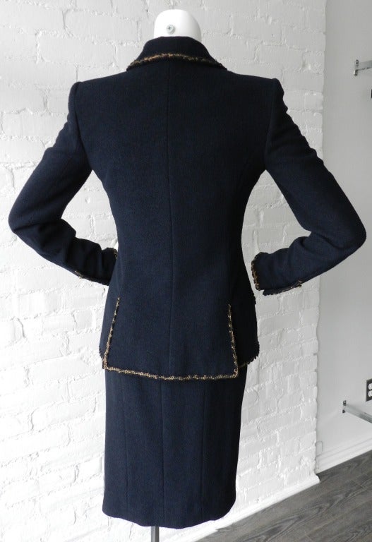 Chanel 10C Midnight Navy Dress & Jacket Suit In Excellent Condition In Toronto, ON