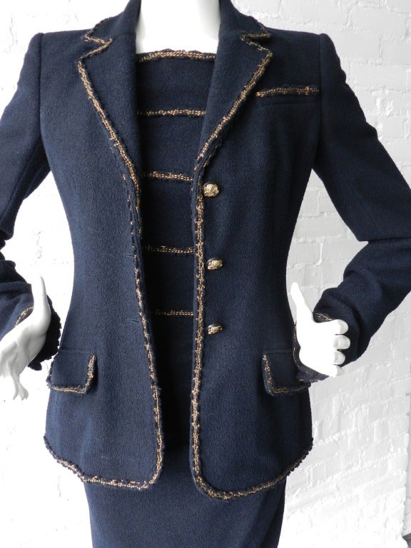 Chanel 10C Midnight Navy Dress & Jacket Suit 2