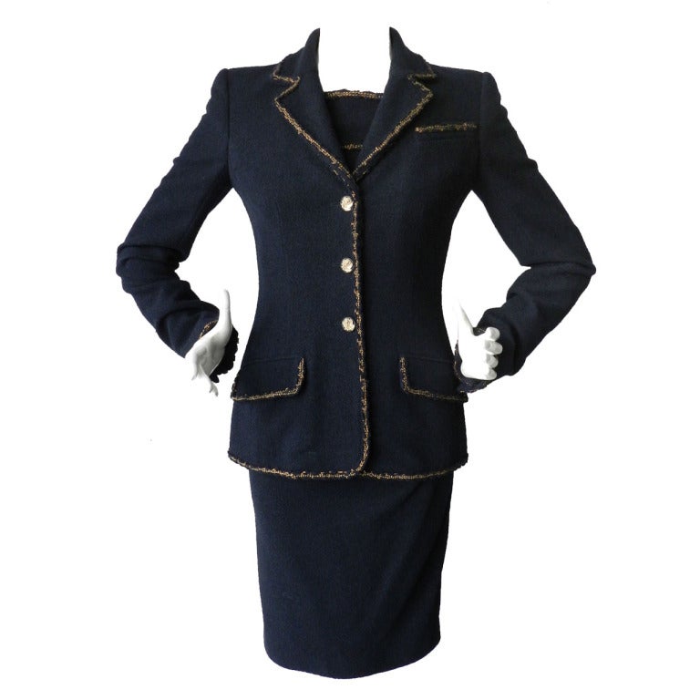 Chanel 10C Midnight Navy Dress & Jacket Suit