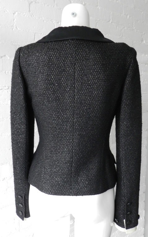 Chanel 05P Black Jacket with Silk Satin Collar / Cuffs at 1stDibs