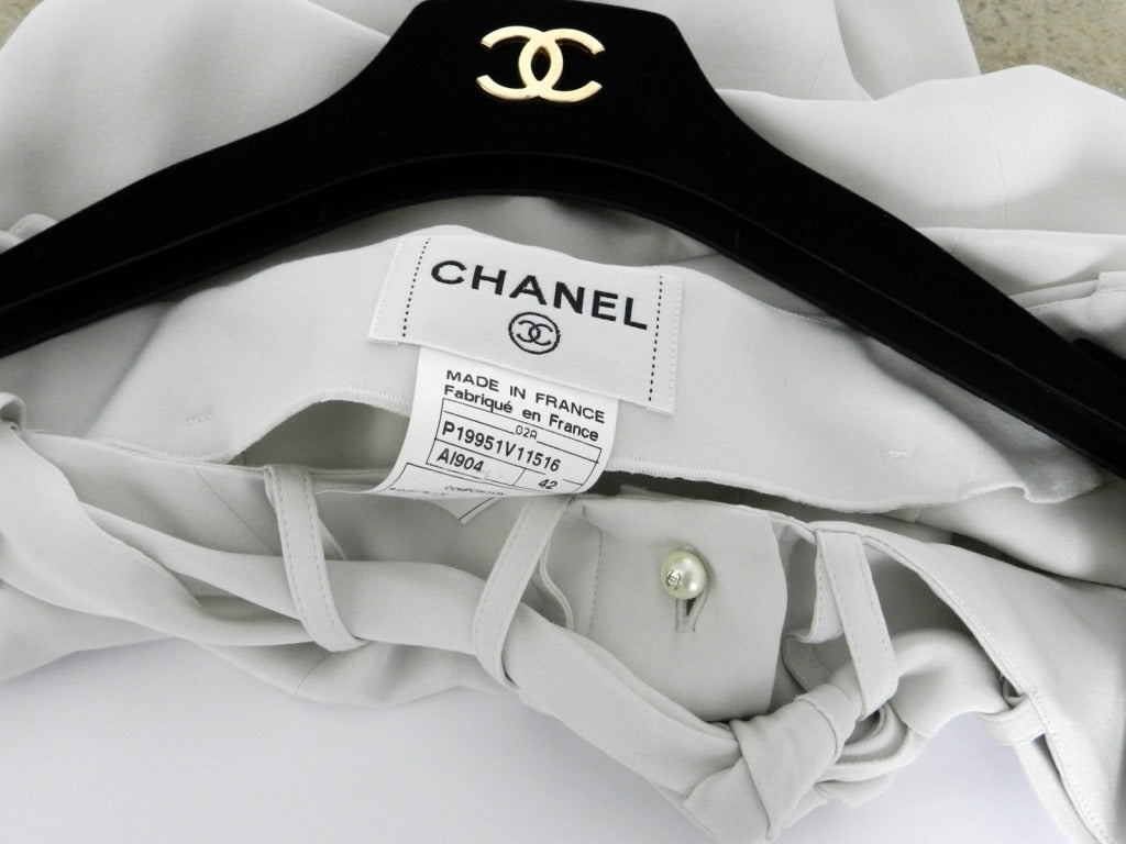 Chanel Dove Grey Silk Blouse with Pearl Buttons 2