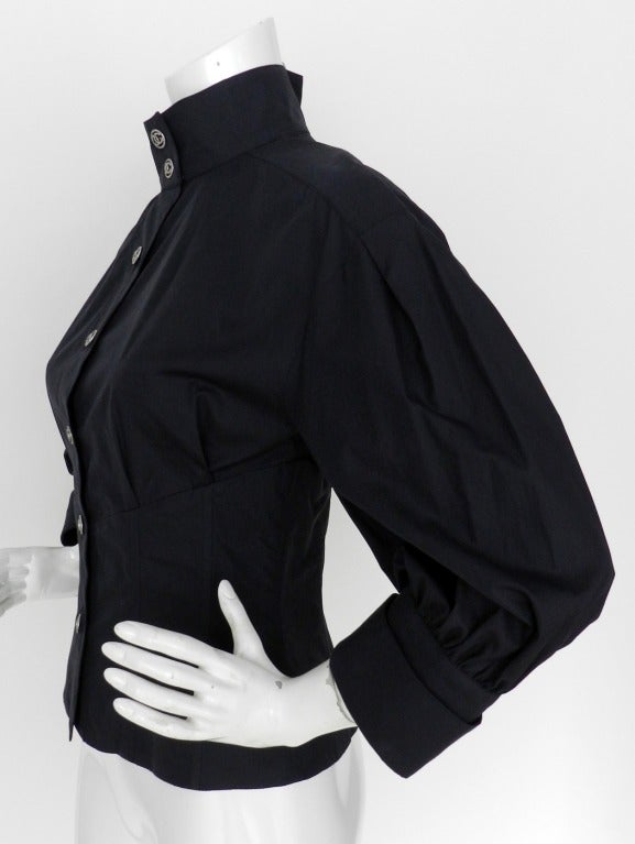 Chanel 08P Black Cotton Button Down Blouse In Excellent Condition In Toronto, ON
