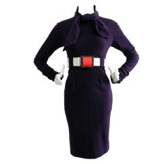 Chanel 07A Purple Knit Jersey Runway Dress with Lucite Belt