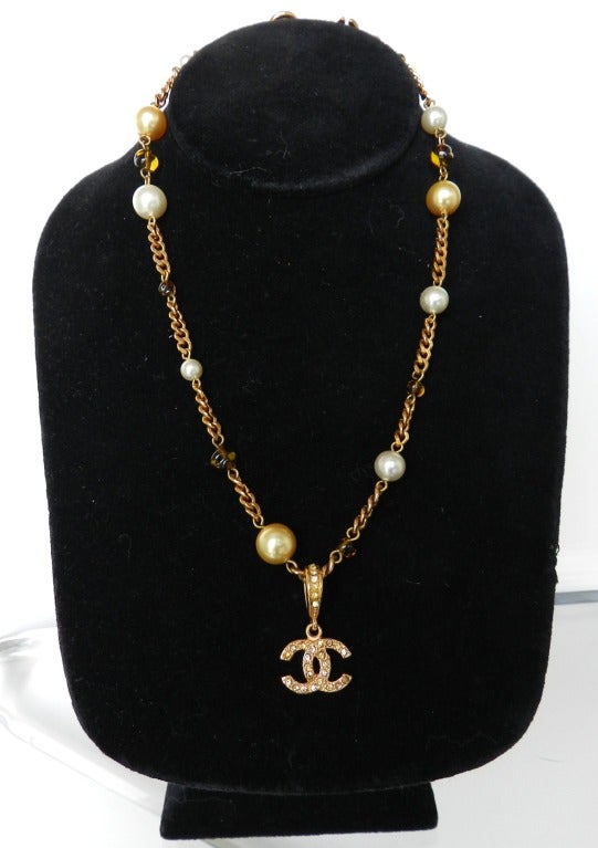 Chanel 04A Single Strand Necklace with Pearls at 1stdibs