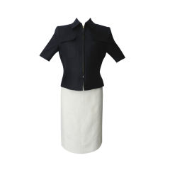 Hermes vintage ivory skirt and black jacket