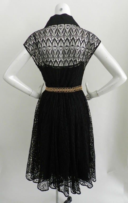 Prada Back Lace Dress with Gold Chain Belt In Excellent Condition In Toronto, ON