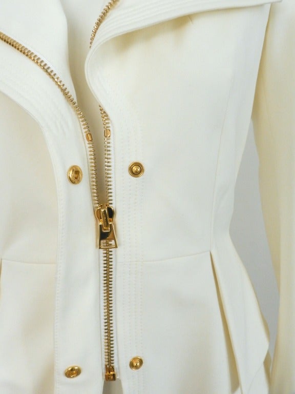 Women's Tom Ford Ivory Jacket w Gold Zippers