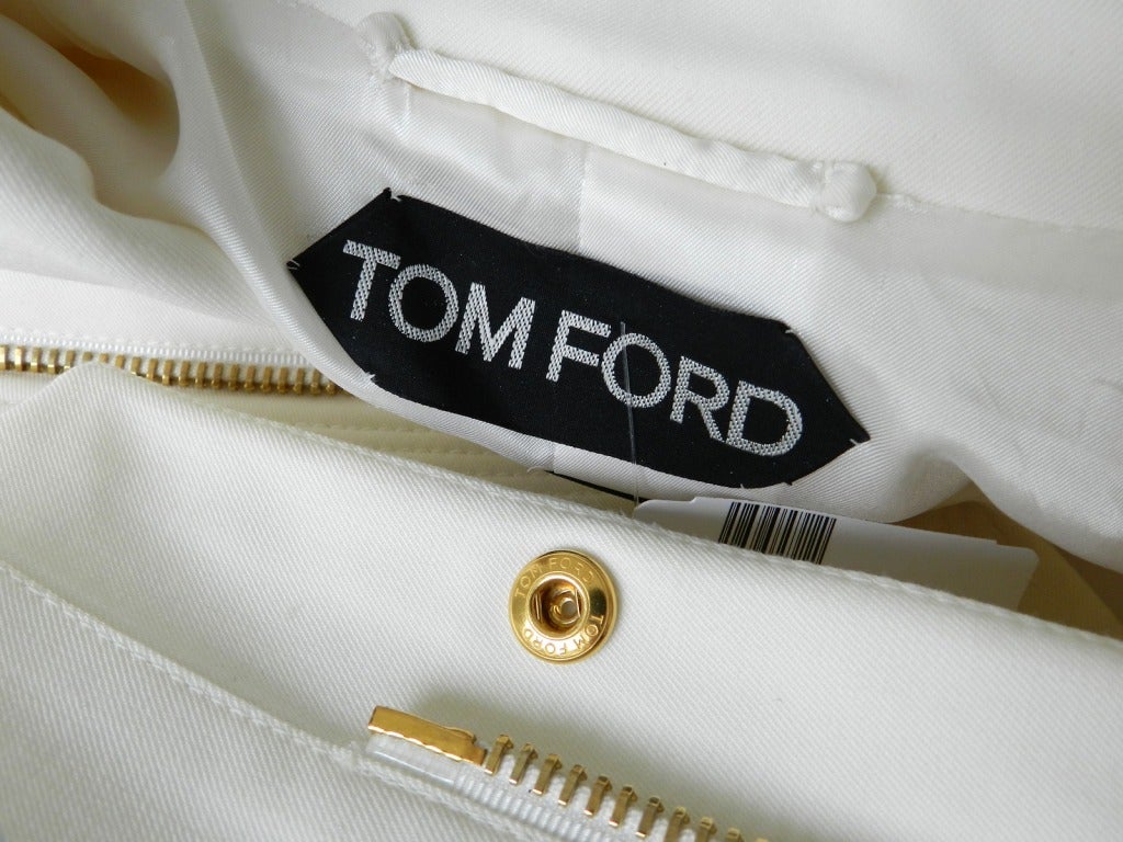 Tom Ford Ivory Jacket w Gold Zippers 1