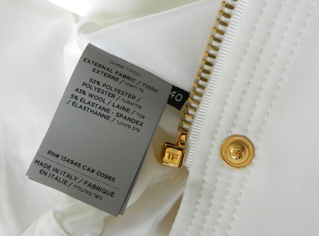 Tom Ford Ivory Jacket w Gold Zippers 2