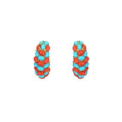 Kenneth Lane Coral and Turquoise Clips