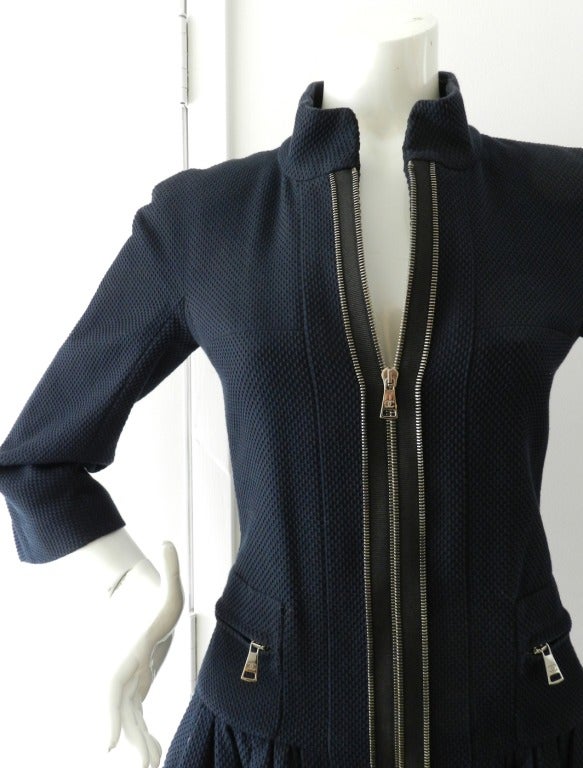 Chanel 11P Navy Cotton Dress Jacket In Excellent Condition In Toronto, ON