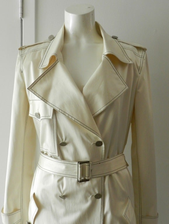 Chanel White Trench Coat at 1stdibs