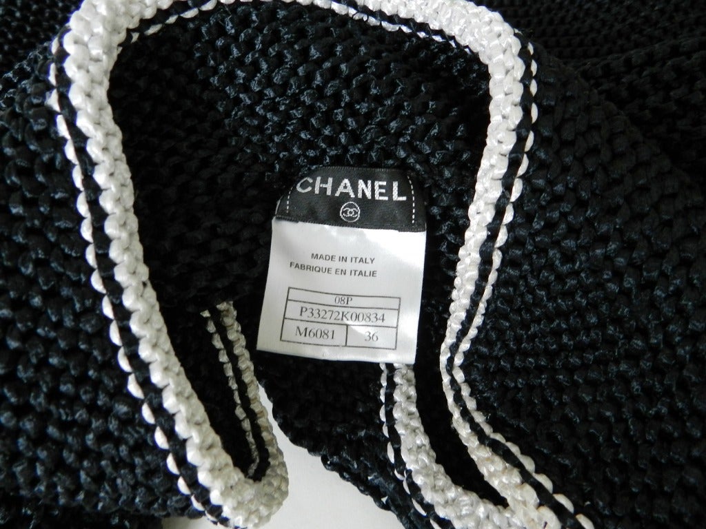 Chanel 08P Runway Black Knit Sweater with White Trim 2