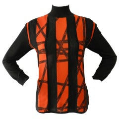Hermes Bolduc Orange Silk and Cashmere Sweater