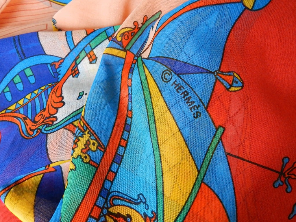 Hermes Large Cotton Beach Pareo Scarf In Excellent Condition In Toronto, ON