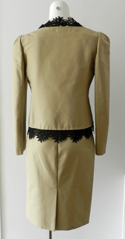 Valentino Beige Suit with Black Lace Trim 1