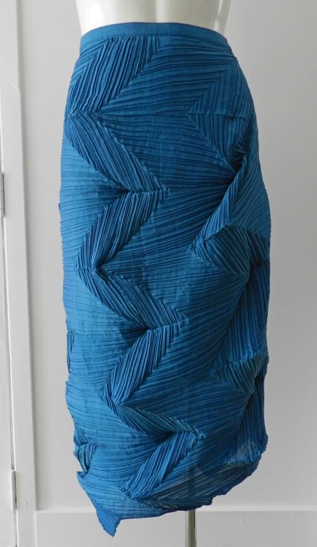 Women's Issey Miyake Turquoise Pleat Skirt & Tank Suit - 2pcs