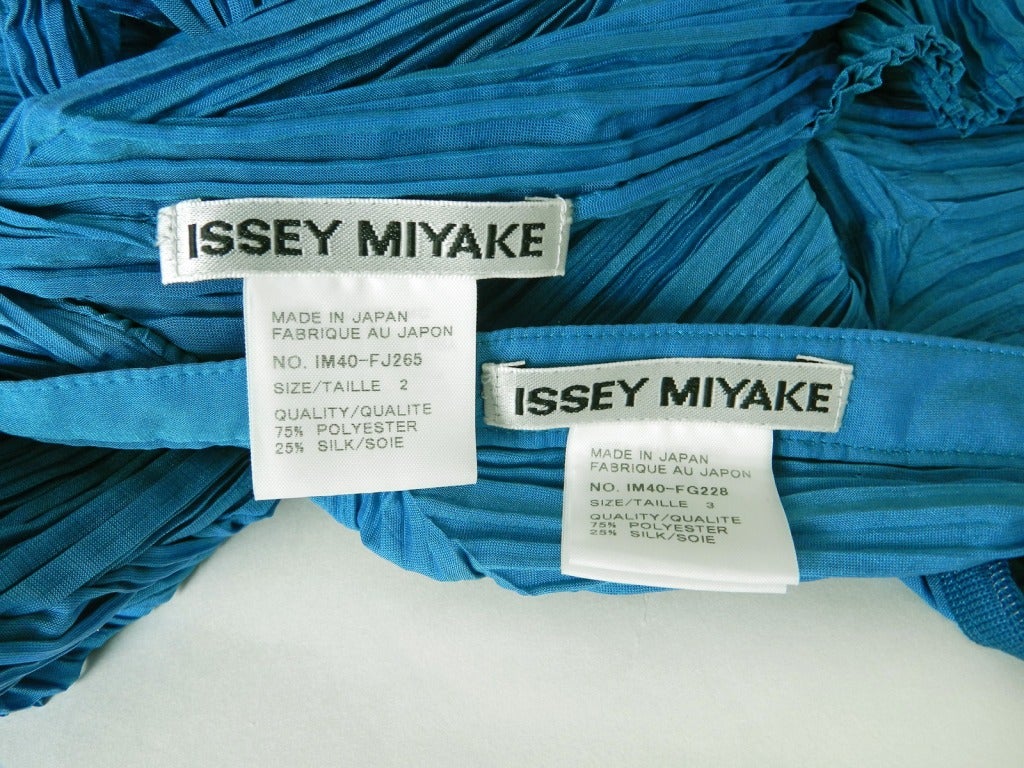 Issey Miyake Turquoise Pleat Skirt & Tank Suit - 2pcs 2