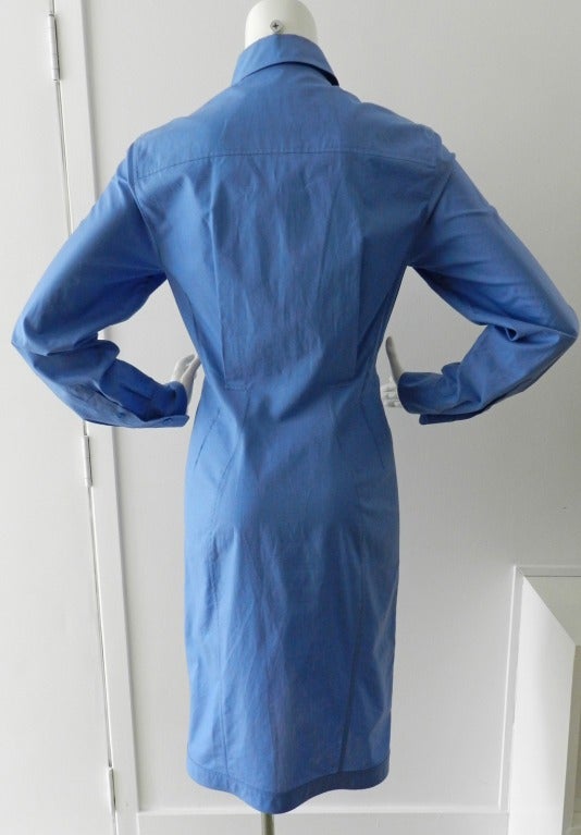 Women's YSL Yves Saint Laurent Blue Shirt Dress