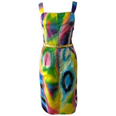 Dolce & Gabbana Tie Dye Rainbow Satin Dress