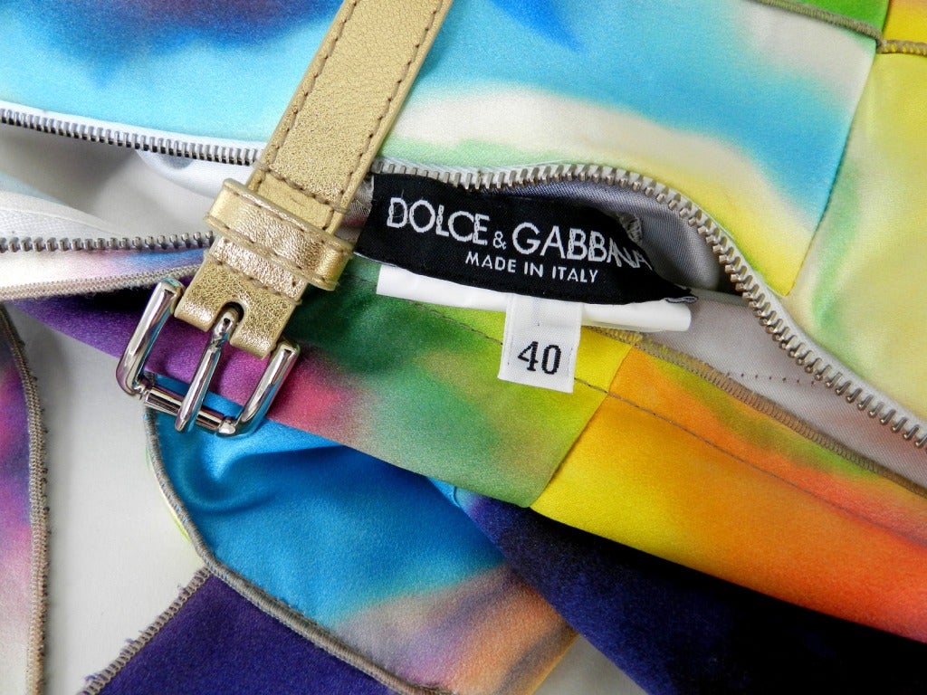 Dolce & Gabbana Tie Dye Rainbow Satin Dress 1