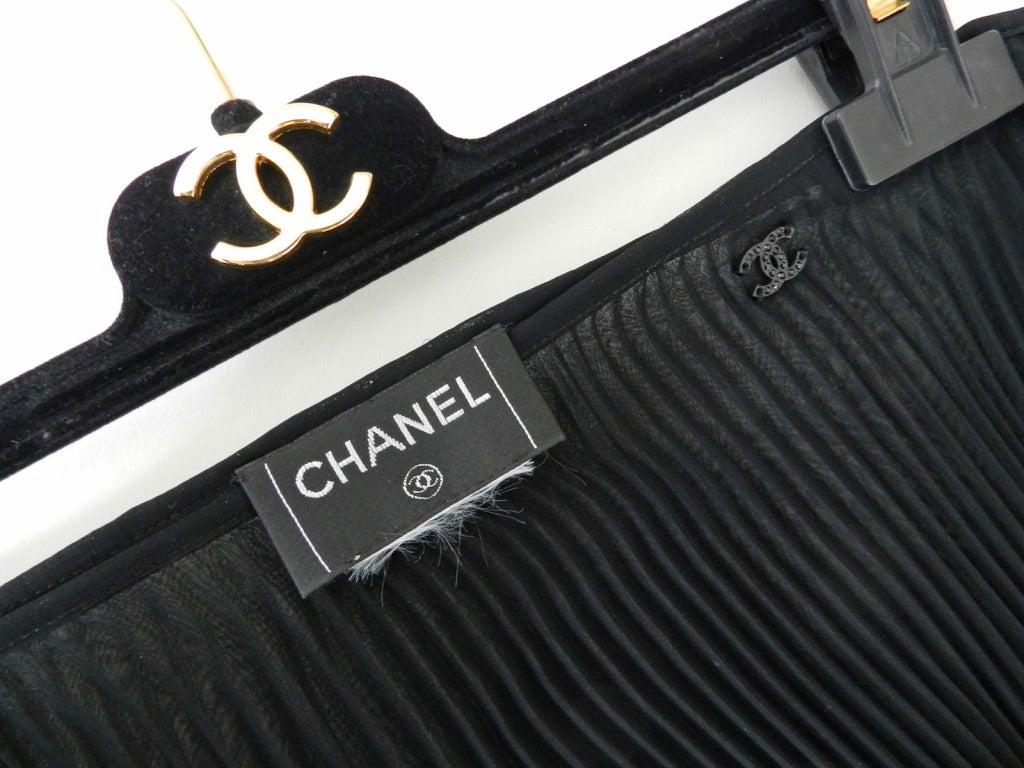 Chanel 02C Sheer Black Pleated Midi Skirt 1