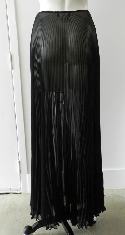 Chanel 02C Sheer Black Pleated Long Skirt 1
