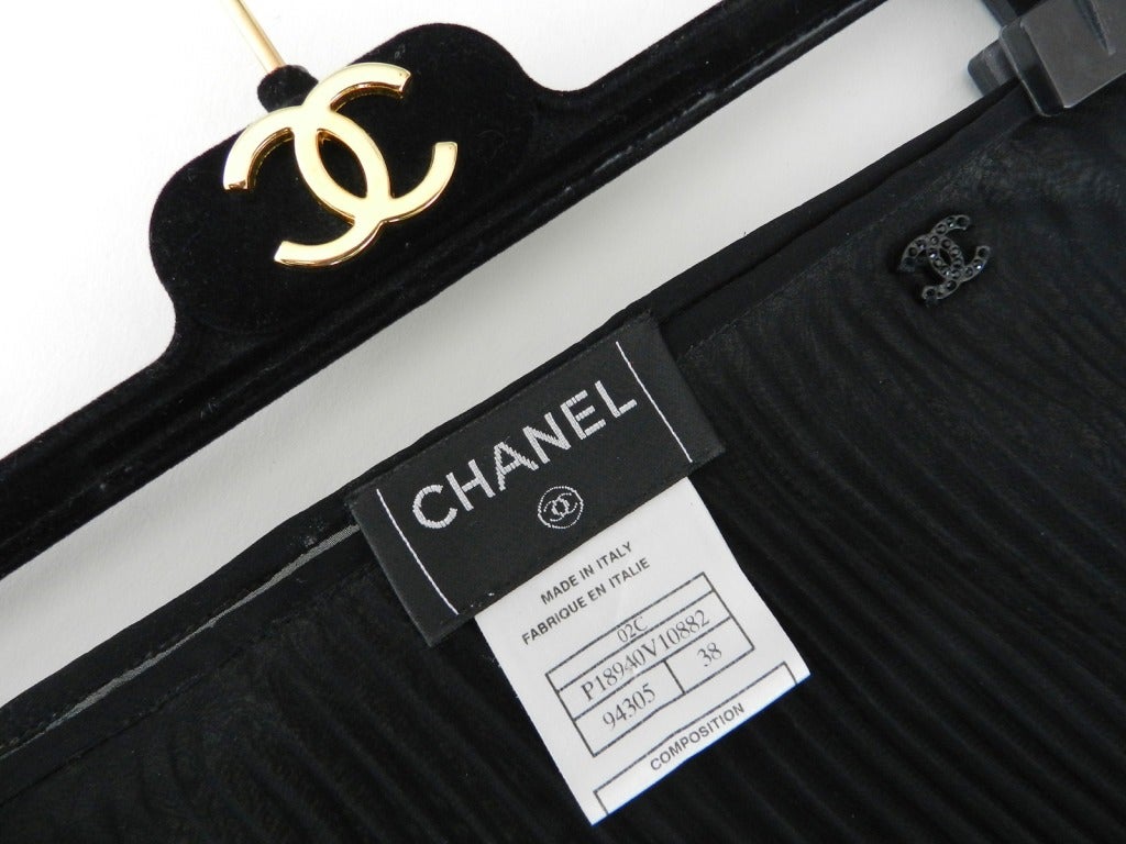 Chanel 02C Sheer Black Pleated Long Skirt 2